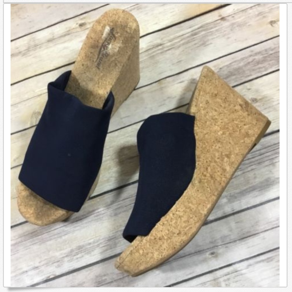 Lucky Brand Slip On Cork Platform Wedge Heel 9.5 M